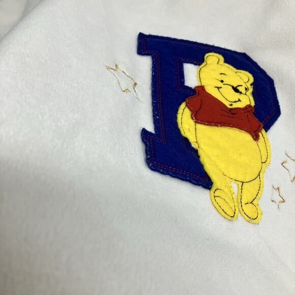 VTG Y2K Disney Winnie Pooh Embroidered Fleece Varsity Sweatshirt Cream Size M - Picture 4 of 11